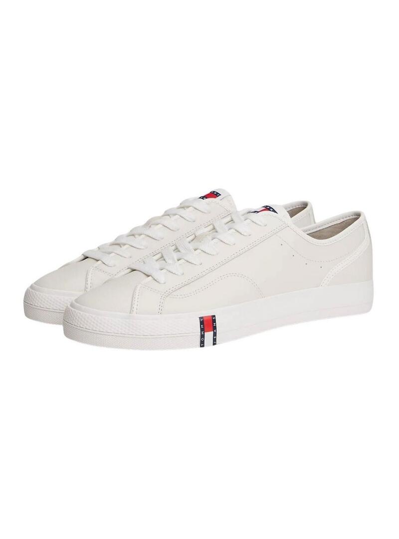 Scarpe Tommy Jeans in pelle Archive con logo bianco per uomo