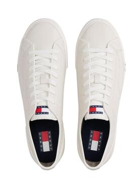 Scarpe Tommy Jeans in pelle Archive con logo bianco per uomo