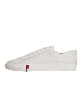 Scarpe Tommy Jeans in pelle Archive con logo bianco per uomo