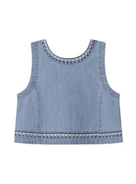 Top Pepe Jeans Ivy in denim blu per ragazza
