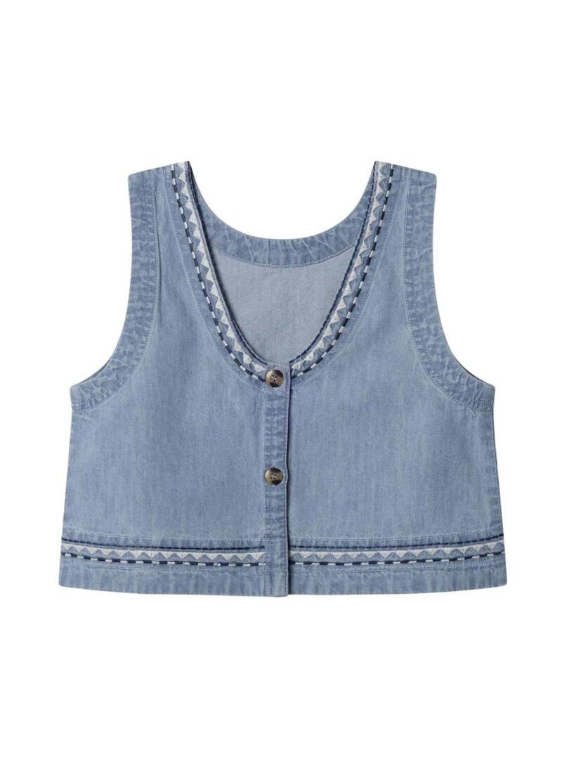 Top Pepe Jeans Ivy in denim blu per ragazza