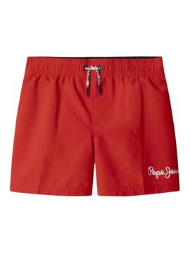 Costume da bagno Pepe Jeans con logo stampato rosso per bambino.
