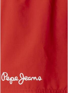 Costume da bagno Pepe Jeans con logo stampato rosso per bambino.