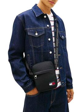 Borsa Tommy Jeans reporter Essential Ripstop nera per uomo