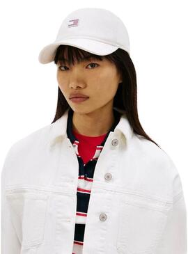 Cappello Tommy Jeans Heritage bianco per donna.