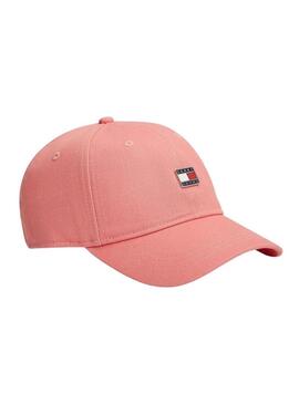 Cappello Tommy Jeans Heritage rosa con targhetta per donne