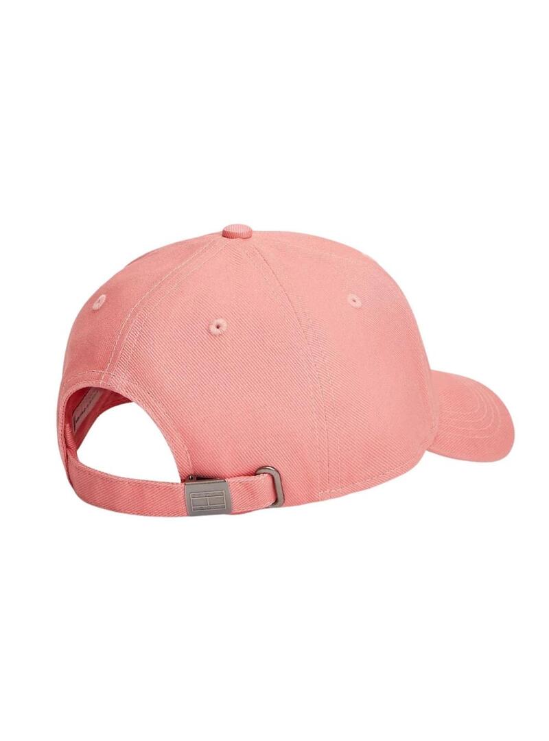 Cappello Tommy Jeans Heritage rosa con targhetta per donne