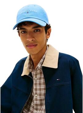 Cappellino Tommy Jeans Linear Logo blu per uomo