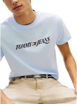 Maglietta Tommy Jeans Vintage logo blu per uomo.