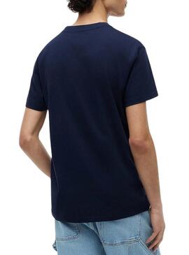 Maglia Tommy Jeans Sflag blu marino per uomo.
