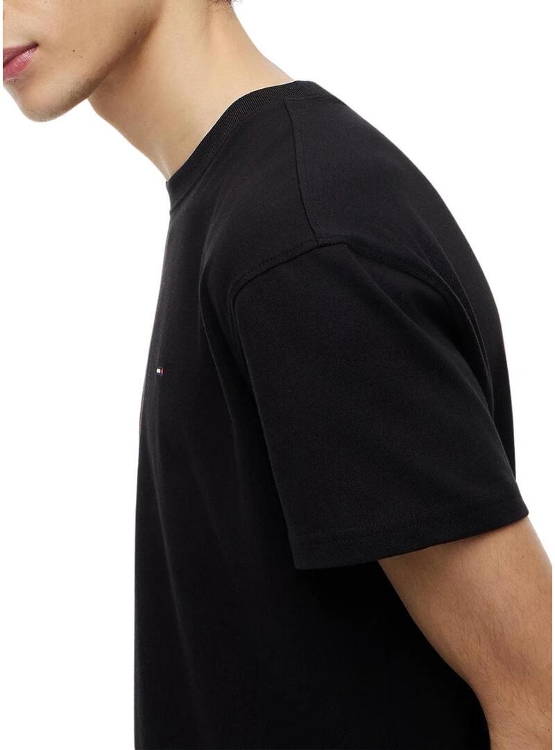 Maglietta Tommy Jeans Sflag nera per uomo.