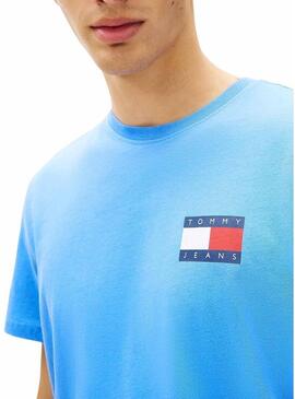Maglietta Tommy Jeans Essential Flag bluastro per uomo