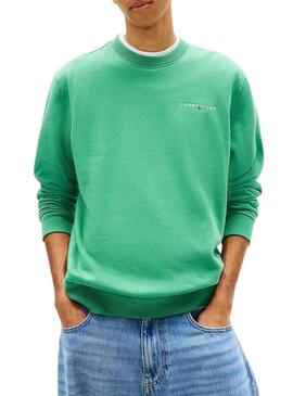 Felpa Tommy Jeans Linear verde per uomo