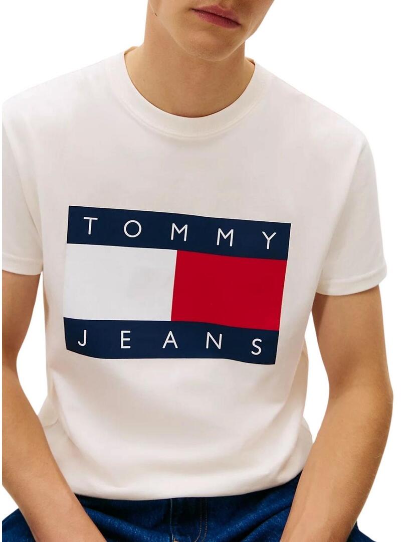 Maglietta Tommy Jeans Big Flag beige per uomo