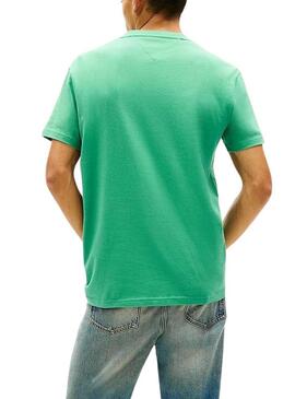 Maglietta Tommy Jeans Big Flag verde per uomo