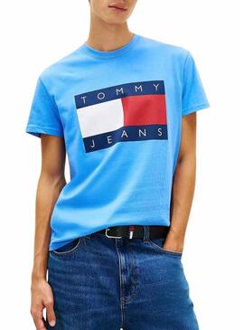 Maglietta Tommy Jeans Big Flag blu per uomo