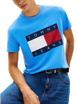 Maglietta Tommy Jeans Big Flag blu per uomo