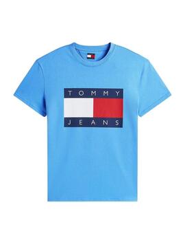 Maglietta Tommy Jeans Big Flag blu per uomo