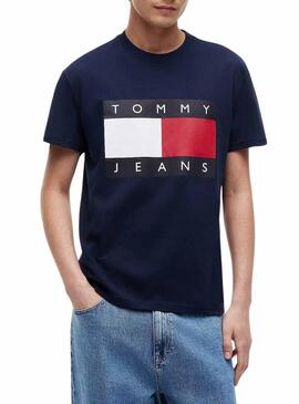 Maglietta Tommy Jeans Big Flag blu navy per uomo