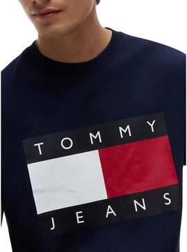 Maglietta Tommy Jeans Big Flag blu navy per uomo