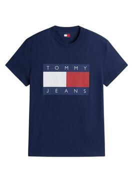 Maglietta Tommy Jeans Big Flag blu navy per uomo