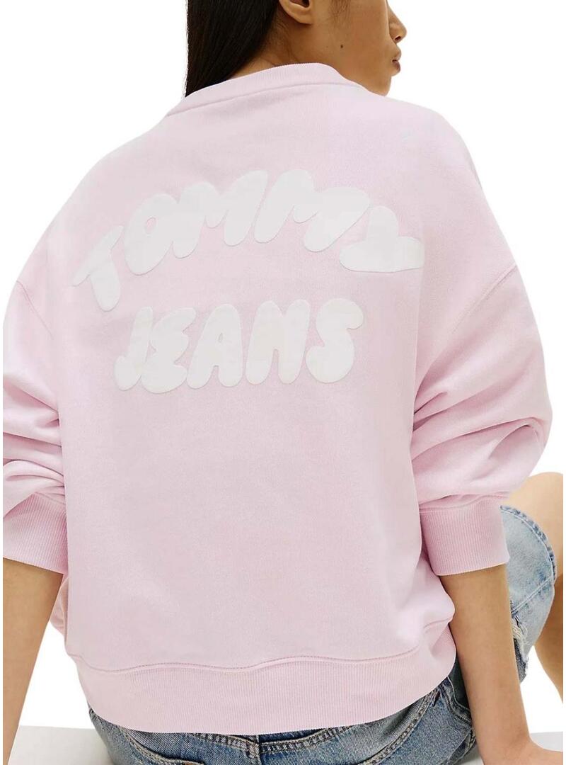 Felpa Tommy Jeans Bubble rosa per donna