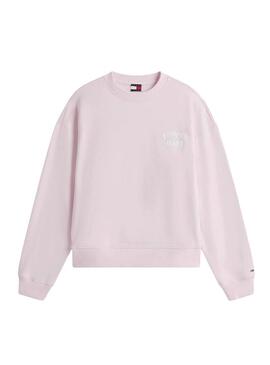 Felpa Tommy Jeans Bubble rosa per donna
