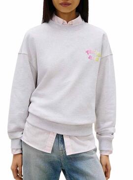 Felpa Tommy Jeans Bubble grigia per donna