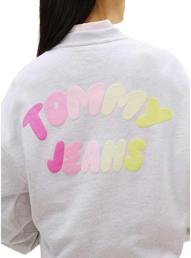 Felpa Tommy Jeans Bubble grigia per donna