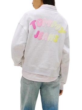 Felpa Tommy Jeans Bubble grigia per donna