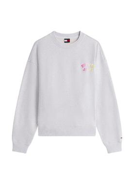 Felpa Tommy Jeans Bubble grigia per donna