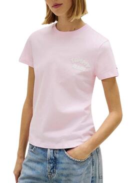 Maglietta Tommy Jeans Bubble rosa per donna