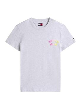 Maglietta Tommy Jeans Bubble grigia per donna