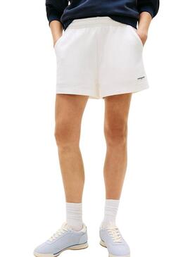 Shorts Tommy Jeans Script Label bianchi per donna