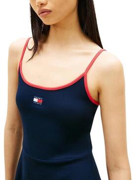 Abito Tommy Jeans con spalline skater blu per donna