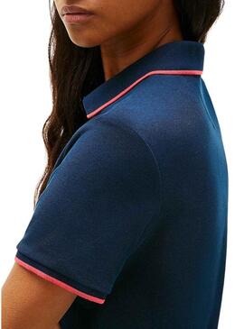 Vestito Tommy Jeans in piqué plissettato blu per donna