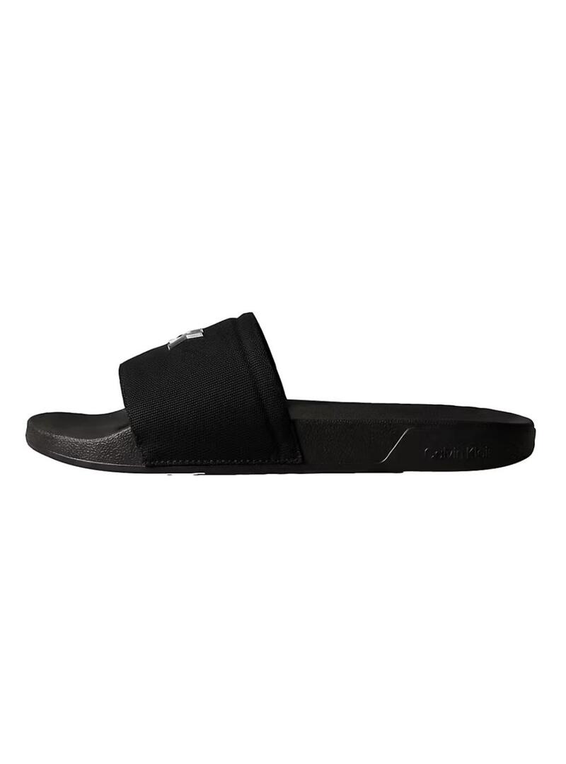 Sandali Calvin Klein Jeans Slide Canvas neri per donna.