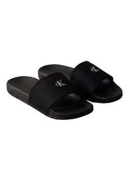 Sandali Calvin Klein Jeans Slide Canvas neri per donna.