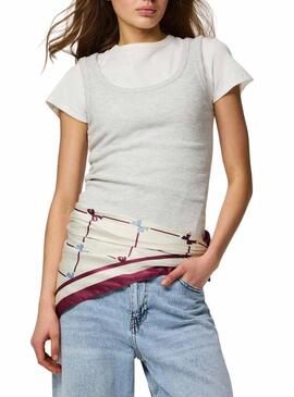 Fazzoletto Pieces Bambi beige e granata per donna