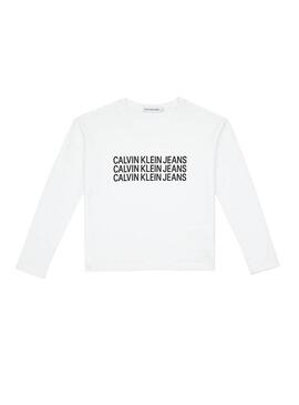 T-Shirt Calvin Klein Triple Logo bianco per Bambin