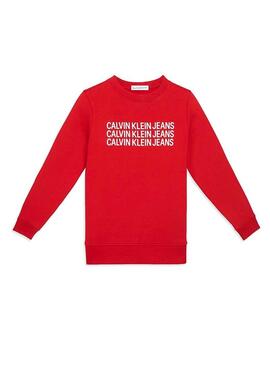 Felpe Calvin Klein Triple Logo Rosso Per Bambina