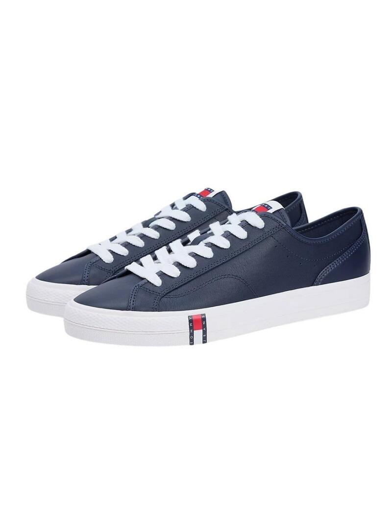 Scarpe Tommy Jeans in pelle Archive con logo marino per uomo