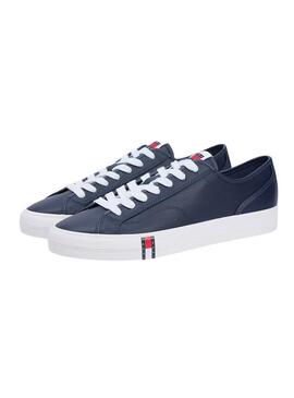 Scarpe Tommy Jeans in pelle Archive con logo marino per uomo