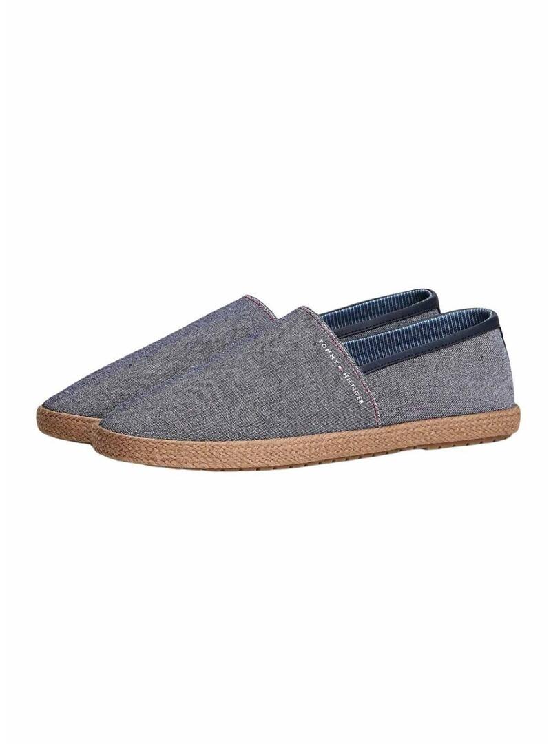Espadrillas Tommy Hilfiger in chambray blu marino per uomo.