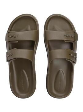 Ciabatte Tommy Hilfiger Light regolabili con fibbie verdi per uomo.