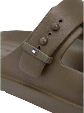 Ciabatte Tommy Hilfiger Light regolabili con fibbie verdi per uomo.