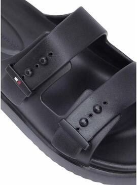 Ciabatte Tommy Hilfiger Light nere regolabili con fibbie per uomo.