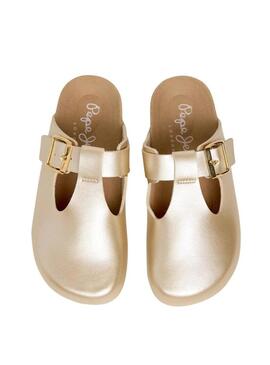 Zoccoli Pepe Jeans Oban Great dorati per bambina.