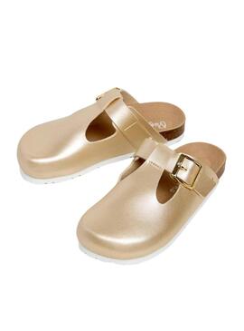 Zoccoli Pepe Jeans Oban Great dorati per bambina.