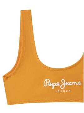 Bikini Pepe Jeans con logo stampato arancione per ragazza
